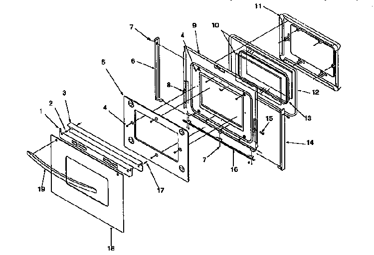 Oven Door Diagram and Parts List for ARG7600W-P1141298NW  Amana Range