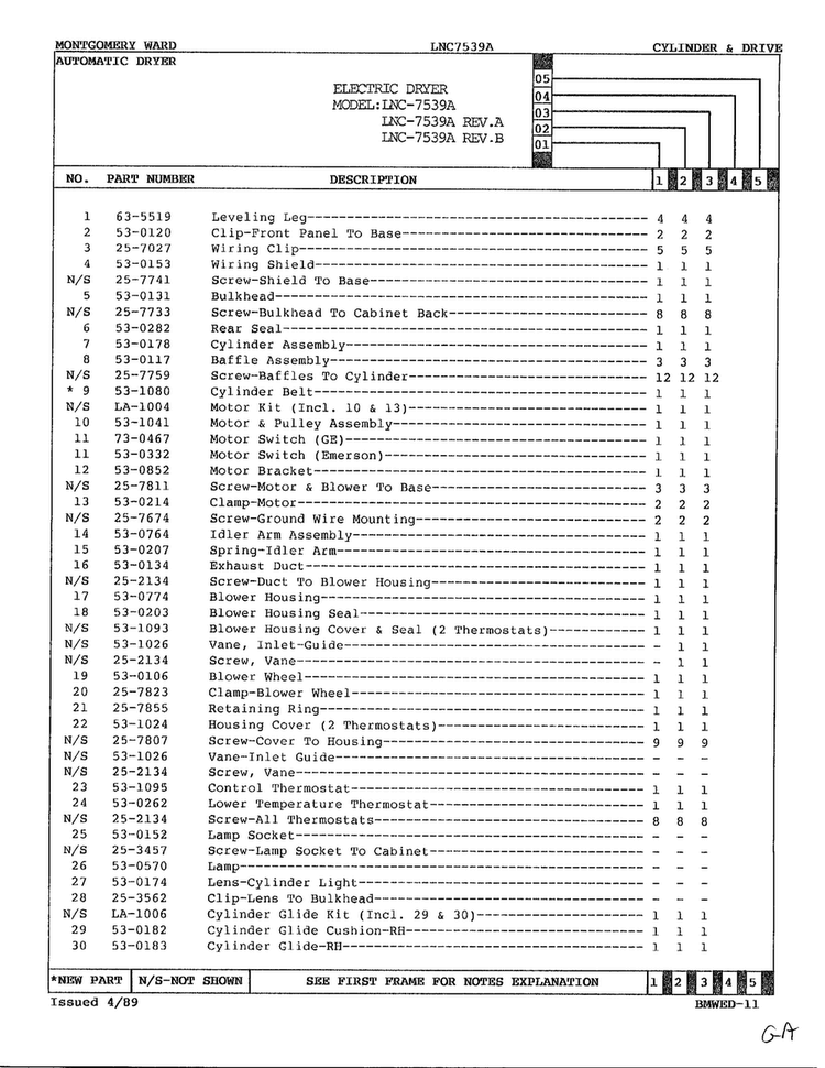 Cylinder And Drive Page 2 Diagram and Parts List for 7539A REV A Norge Dryer