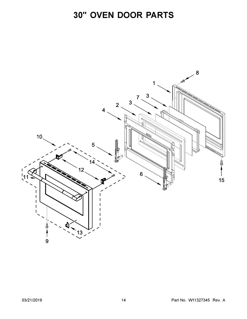 30" Oven Door Parts Diagram and Parts List for JDRP648HL00  Maytag Range