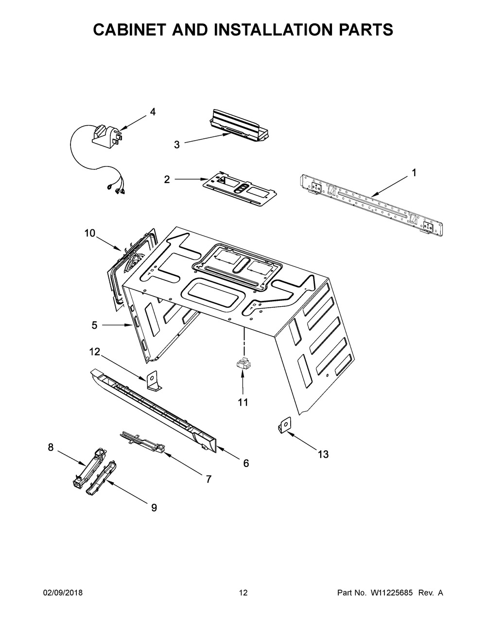 Cabinet And Installation Parts Diagram and Parts List for YJMV9196CB3  Maytag Microwave