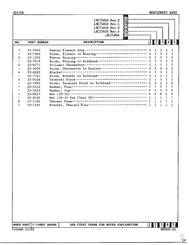Heater Page 2 Diagram and Parts List for 7540A REV C Norge Dryer