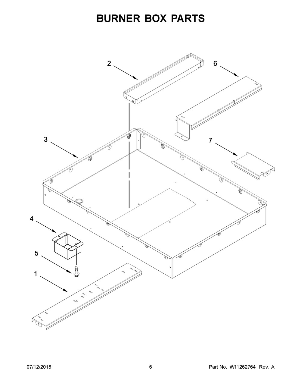 Burner Box Parts Diagram and Parts List for JED3536GB01  Maytag Cooktop
