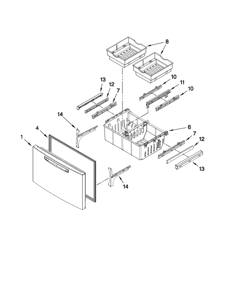 Freezer Door Parts Diagram and Parts List for MFX2571XEM3  Maytag Refrigerator