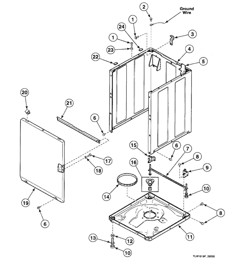 Cabinet Diagram and Parts List for SWT921WN  Speed Queen Washer