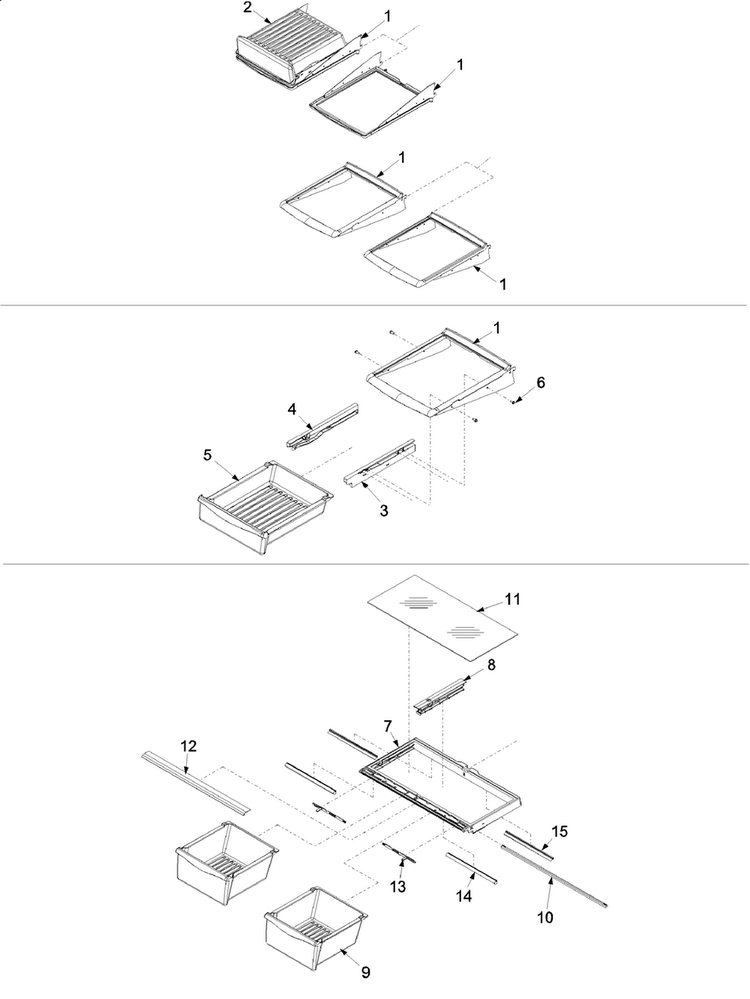 Refrigerator Shelving Diagram and Parts List for ARB1905CS0  Amana Refrigerator