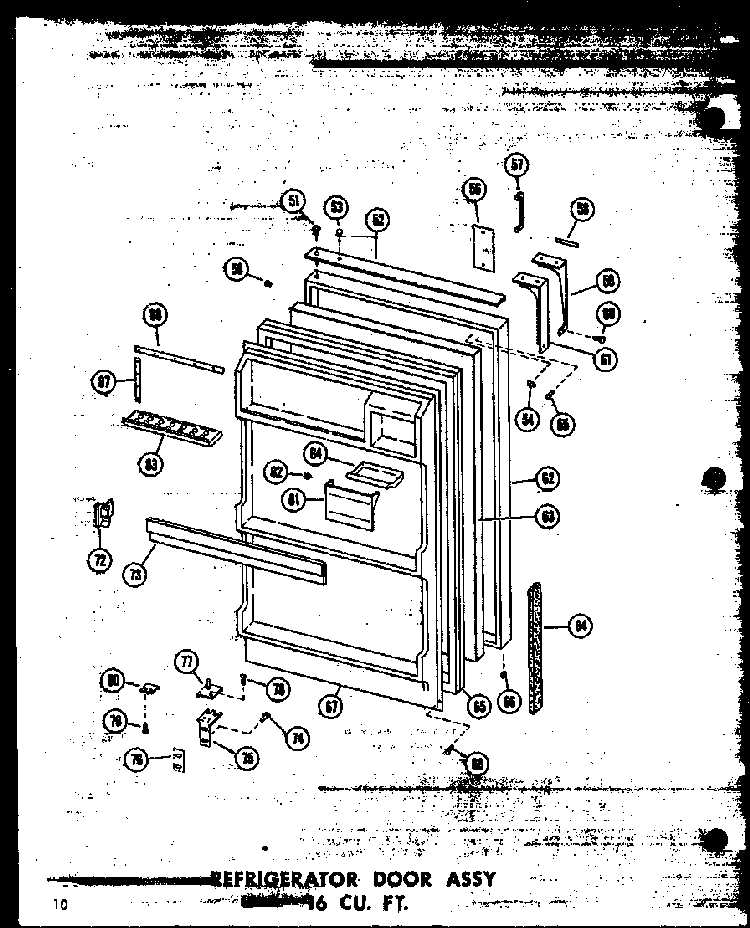 Refrigerator Door Assy 16 Cu. Ft. Diagram and Parts List for T16W-P60303-53W  Amana Refrigerator