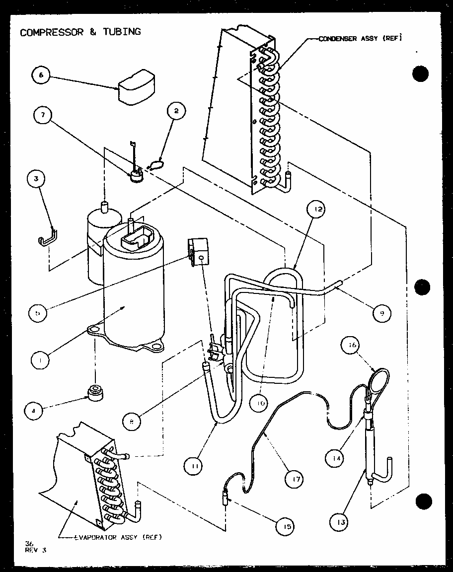 Compressor & Tubing (pth09300er/p9812608r) (pth09400er/p9872108r) Diagram and Parts List for PTH12300ER P9812615R Amana Air Conditioner