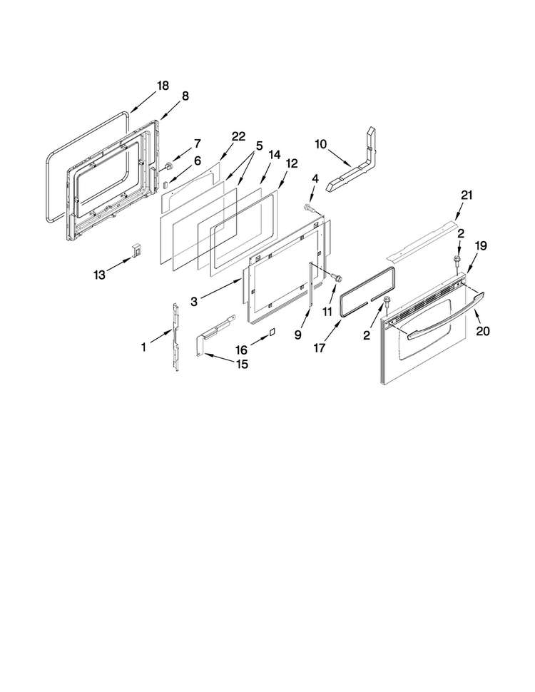 Door Parts Diagram and Parts List for AES3760BCS16  Amana Range