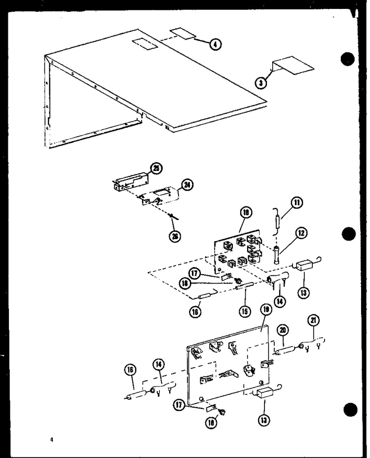Fuse/resistors Diagram and Parts List for RR-10A P73560-1M Amana Microwave