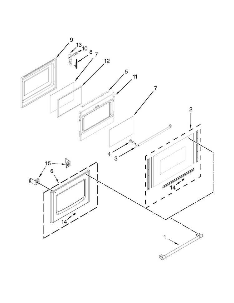 Lower Door Parts Diagram and Parts List for MET8720DH00  Maytag Range