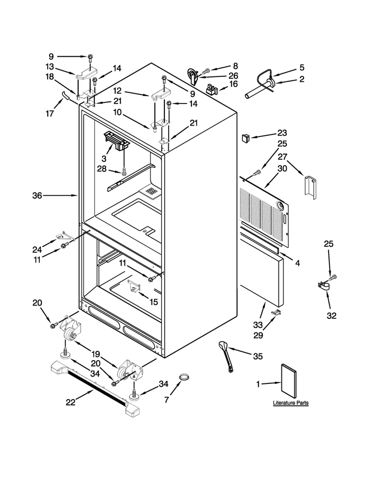 Cabinet Parts Diagram and Parts List for JFC2290VEM1  Jenn-Air Refrigerator