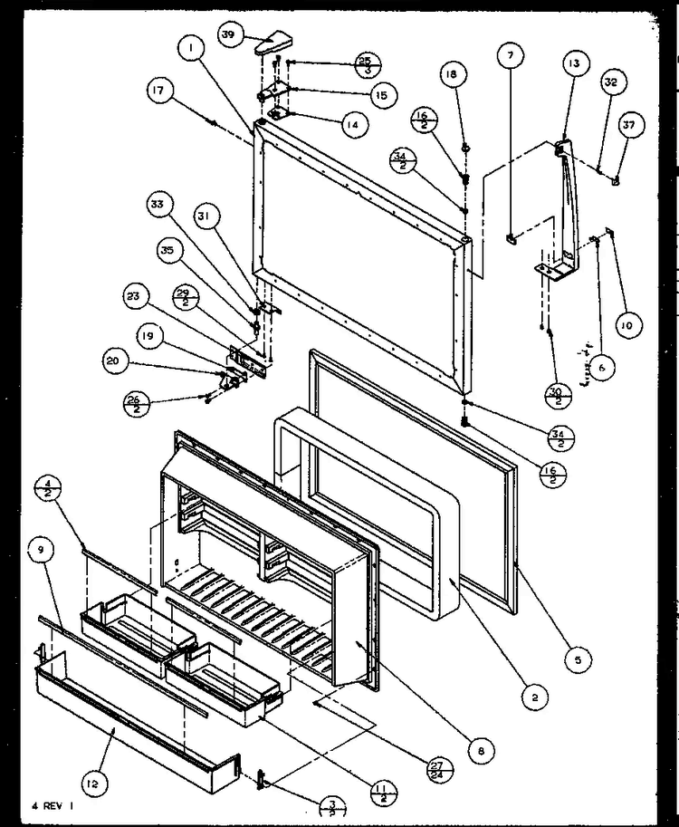 Freezer Door Diagram and Parts List for 85161W-P1117111WW  Amana Refrigerator