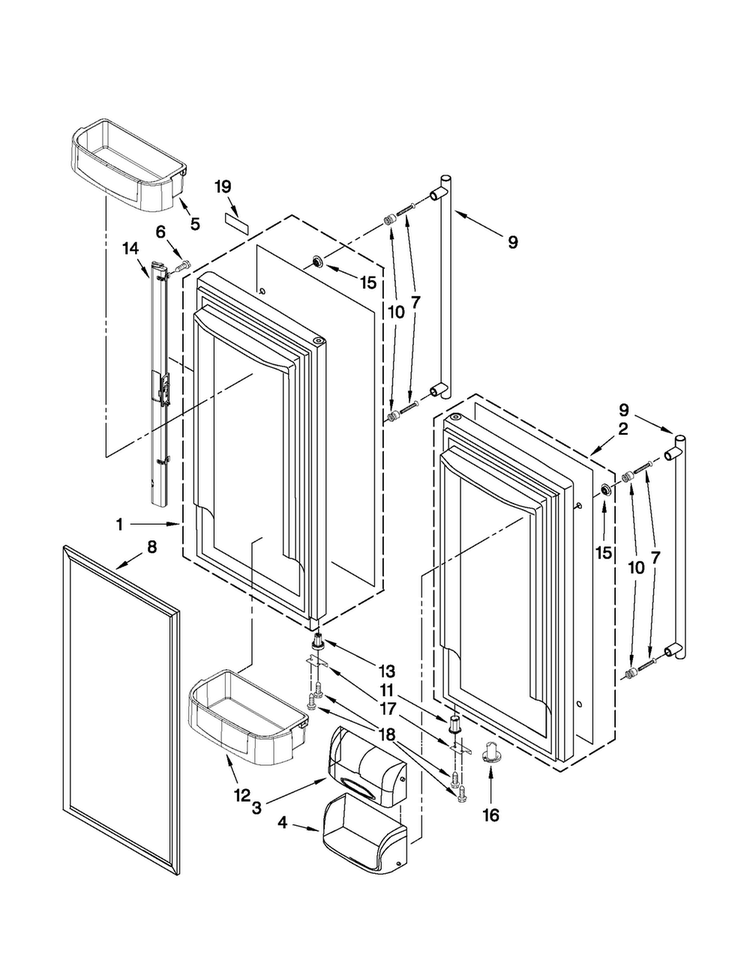 Refrigerator Door Parts Diagram and Parts List for JFC2290VPR1  Jenn-Air Refrigerator