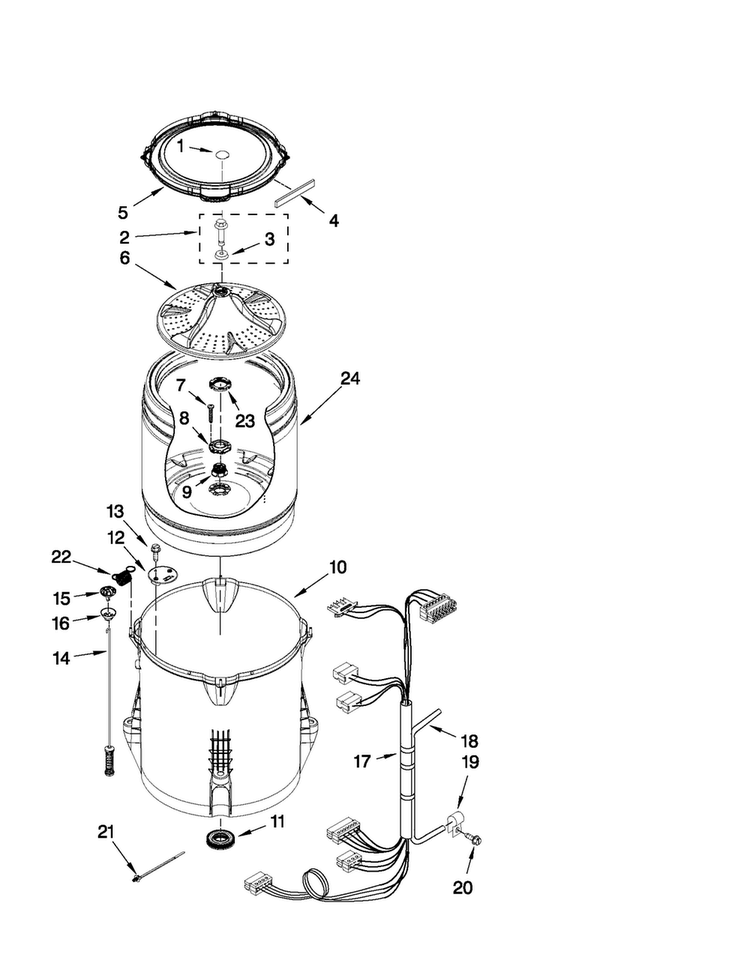 Basket And Tub Parts Diagram and Parts List for NTW4750YQ0  Amana Washer