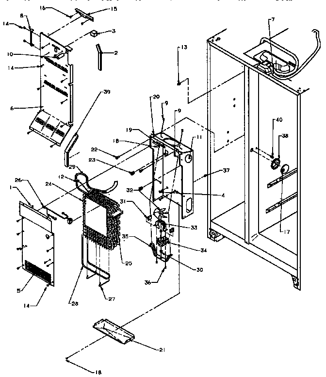 Evaporator And Air Handling Diagram and Parts List for SXD25NP-P1162420W  Amana Refrigerator