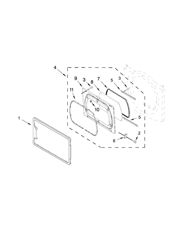 Door Parts Diagram and Parts List for MEDX700XW1  Maytag Dryer