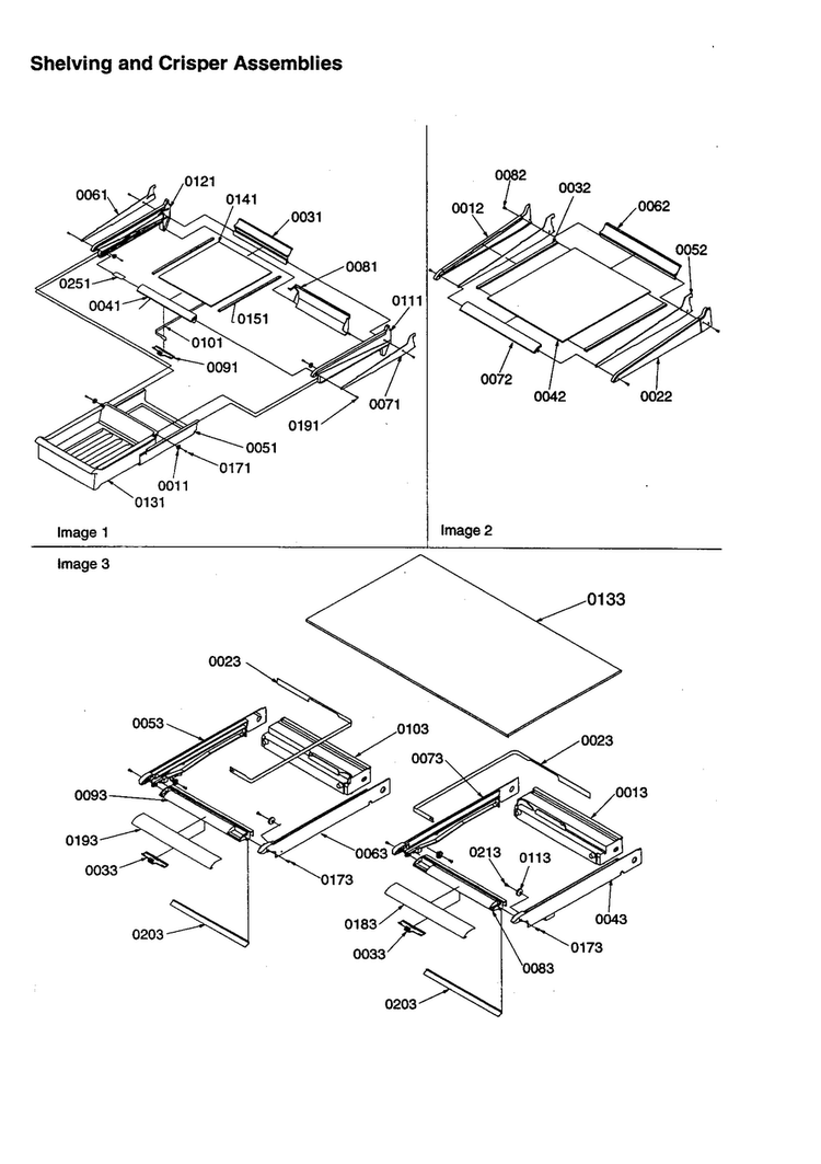 Shelving And Crisper Assemblies Diagram and Parts List for TSI25VE-P1308102WE  Amana Refrigerator