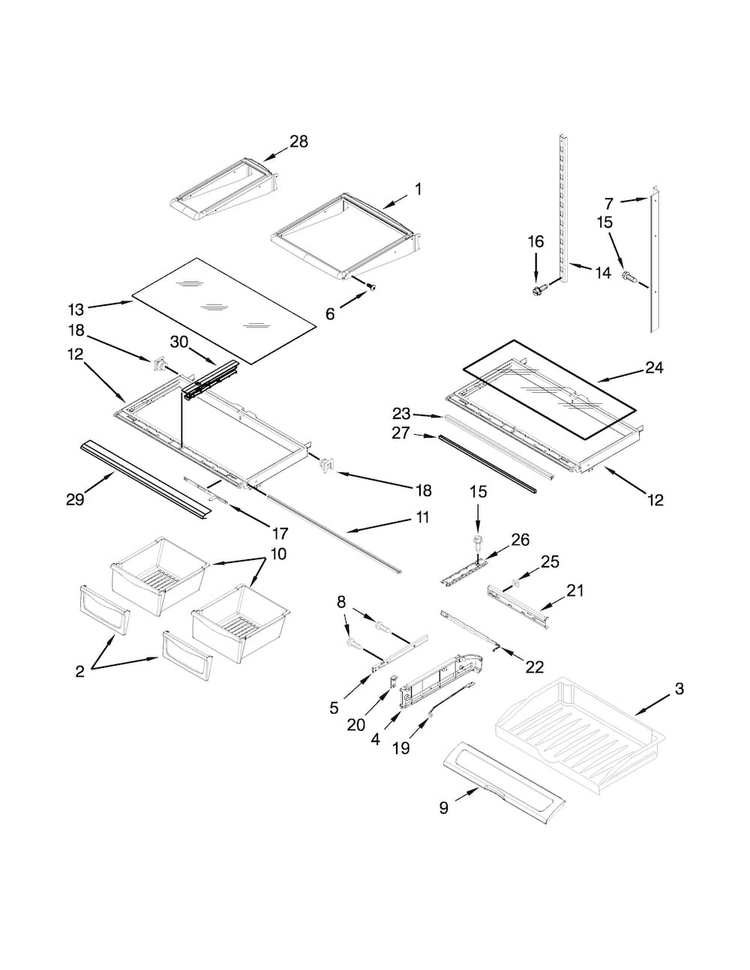 Shelf Parts Diagram and Parts List for AFI2539ERM01  Amana Refrigerator