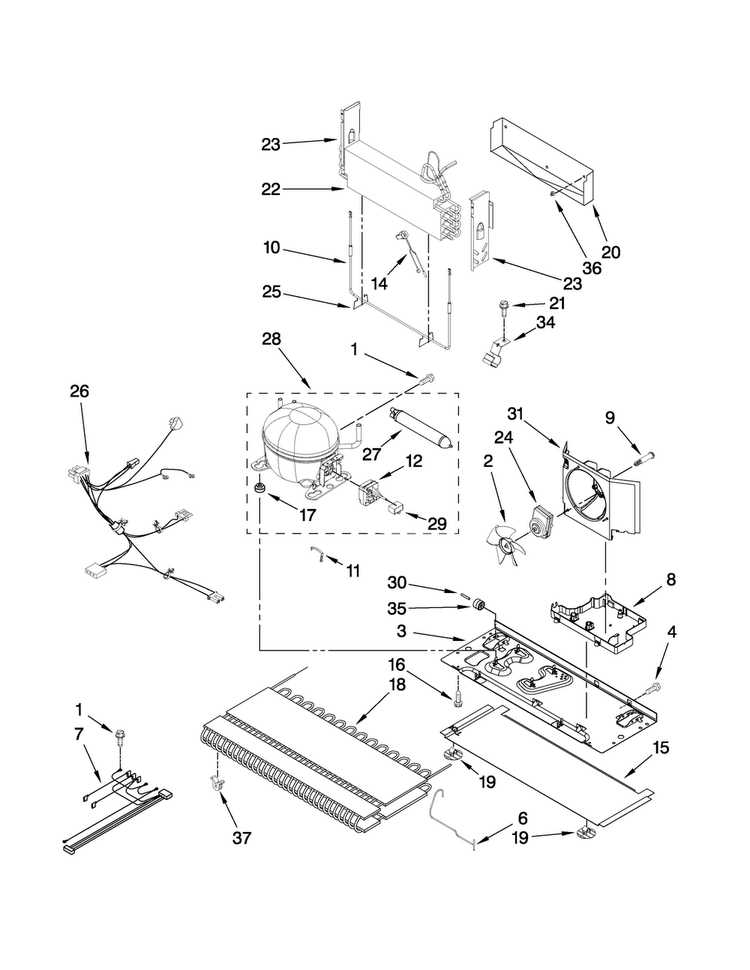 Unit Parts Diagram and Parts List for ABB1927VEB2  Amana Refrigerator