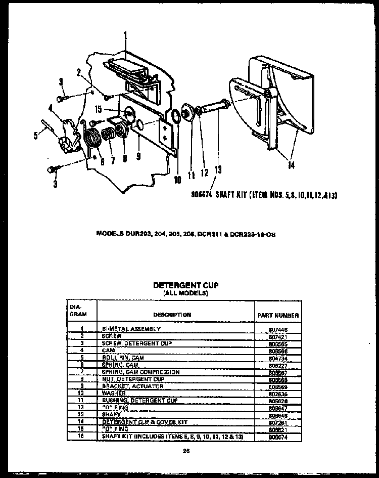 Section 12 Diagram and Parts List for DCR225-1V-OS  Caloric Dishwasher