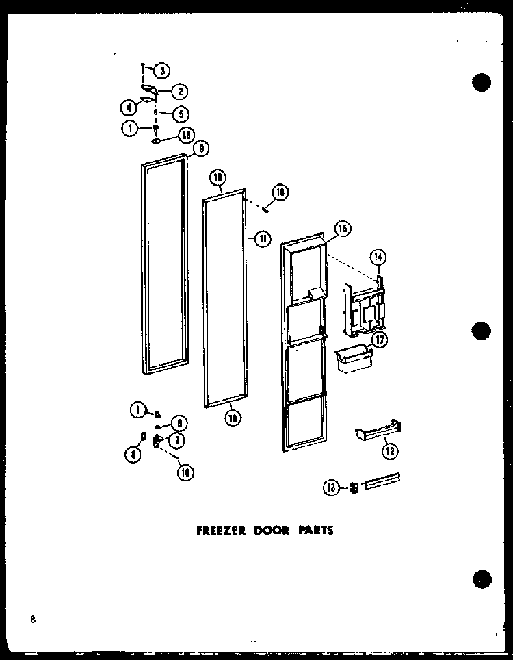 Freezer Door Parts Diagram and Parts List for SRI-22E-A-P74870-21WA  Amana Refrigerator