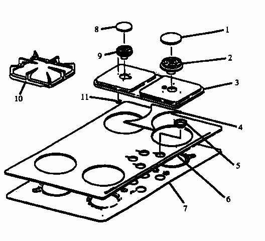 Page 5 Diagram and Parts List for RTG350-P1131481NW  Caloric Cooktop