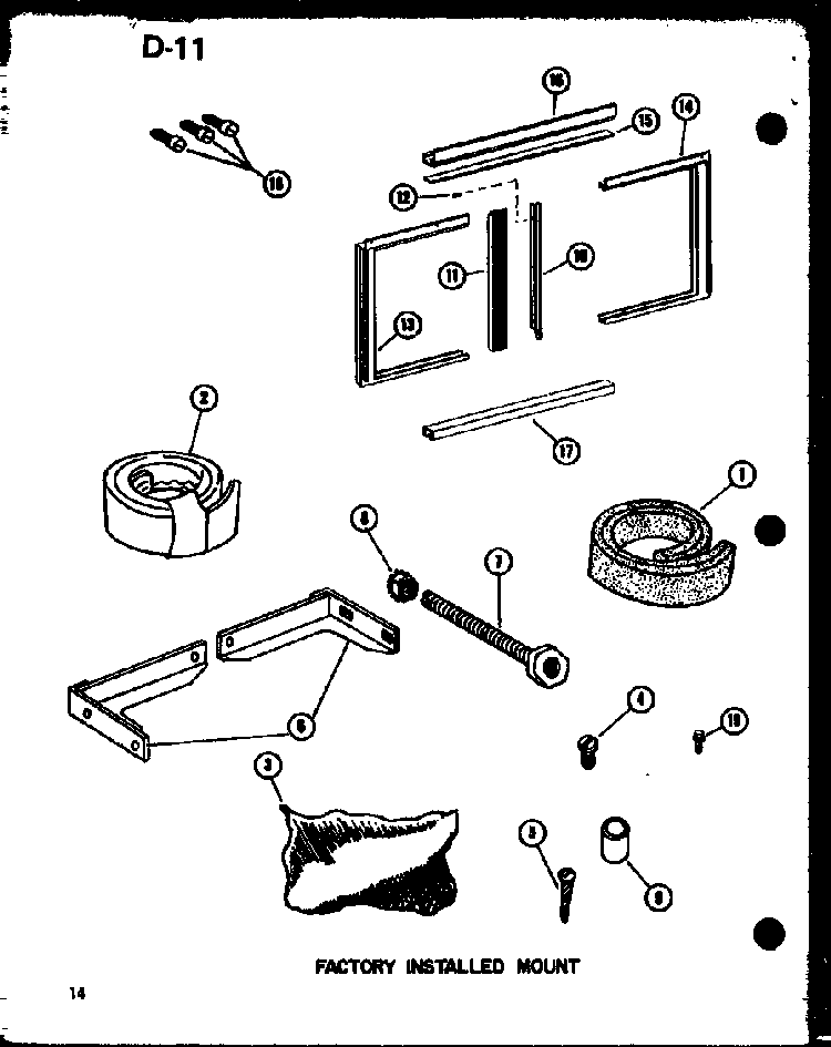 Factory Installed Mount Diagram and Parts List for ES218D-3ML P67535-12R Amana Air Conditioner