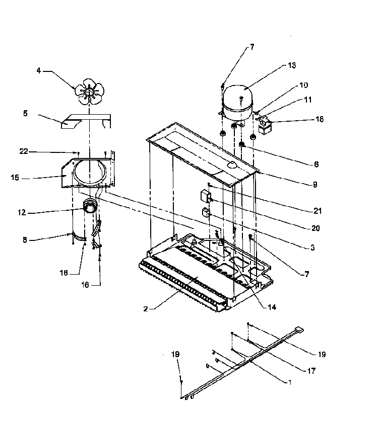 Compressor Compartment Diagram and Parts List for THI21S3W-P1194704WW  Amana Refrigerator