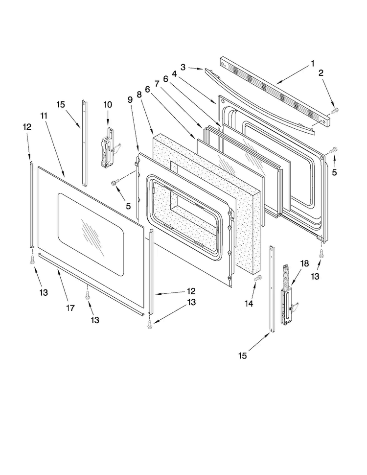 Door Parts Diagram and Parts List for AGR5844VDS2  Amana Range