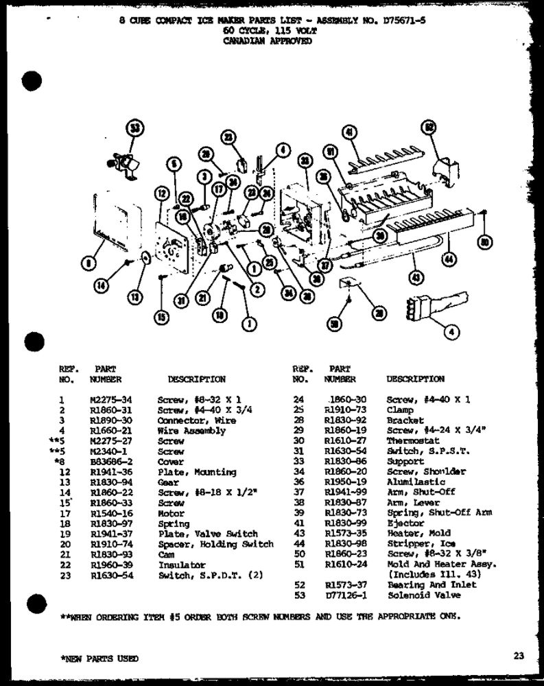 8 Cube Compact Ice Maker 3 Diagram and Parts List for IC3-P7621301W-BM  Amana Refrigerator