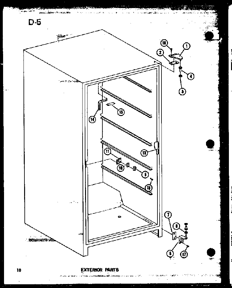 Section 1 Diagram and Parts List for ESUF16C P60345-81W Amana Freezer