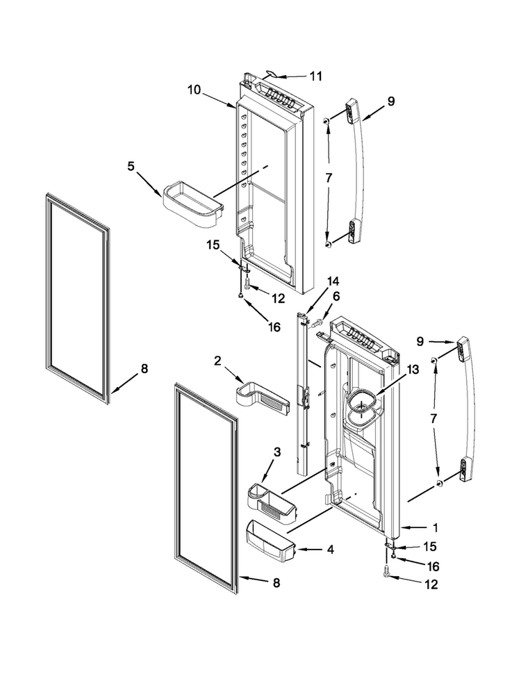 Refrigerator Door Parts Diagram and Parts List for 5MFX257AA000  Maytag Refrigerator
