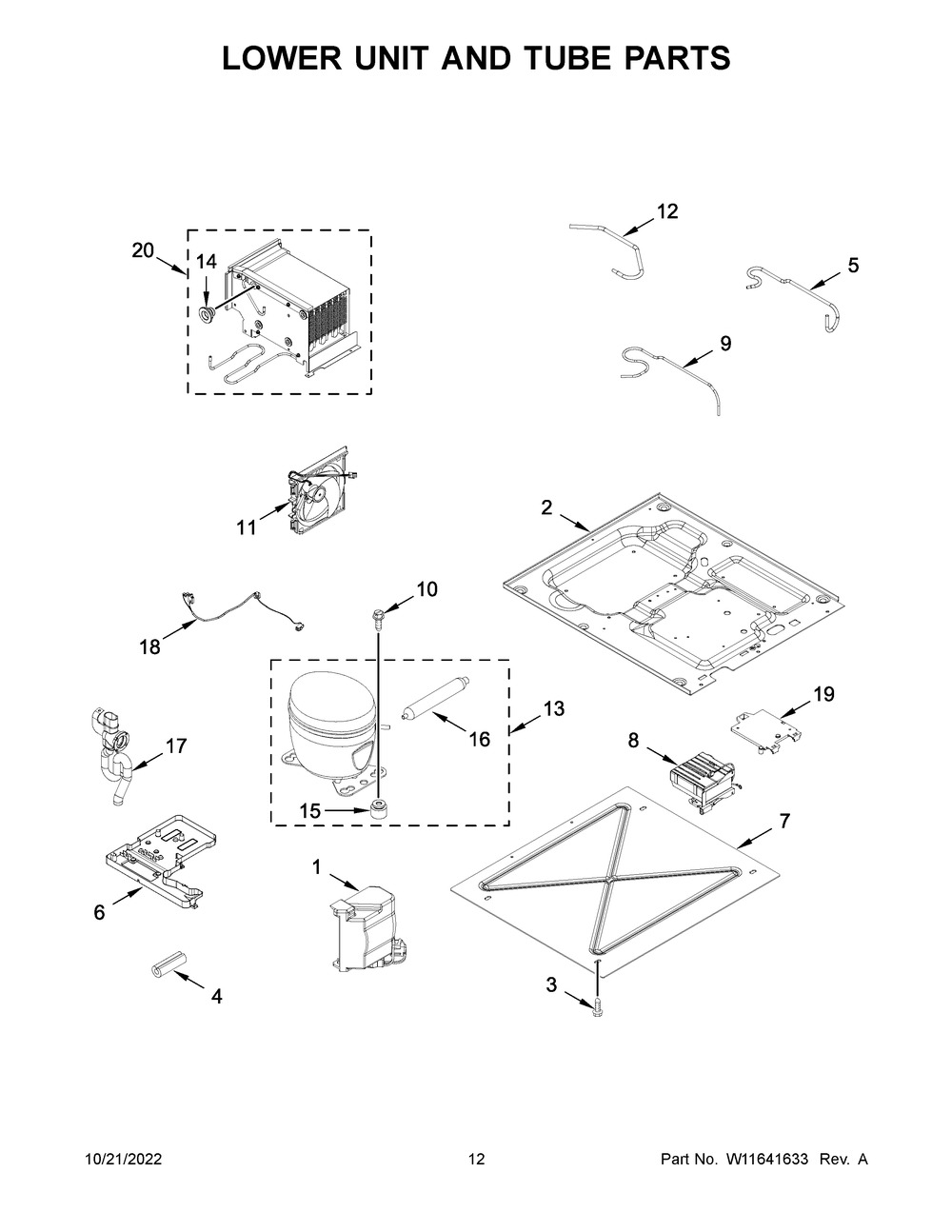 Lower Unit And Tube Parts Diagram and Parts List for JBZFL24IGX10  Jenn-Air Freezer