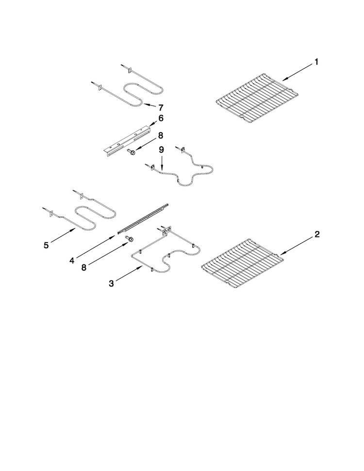 Rack And Element Parts Diagram and Parts List for MER6755ACB24  Maytag Range