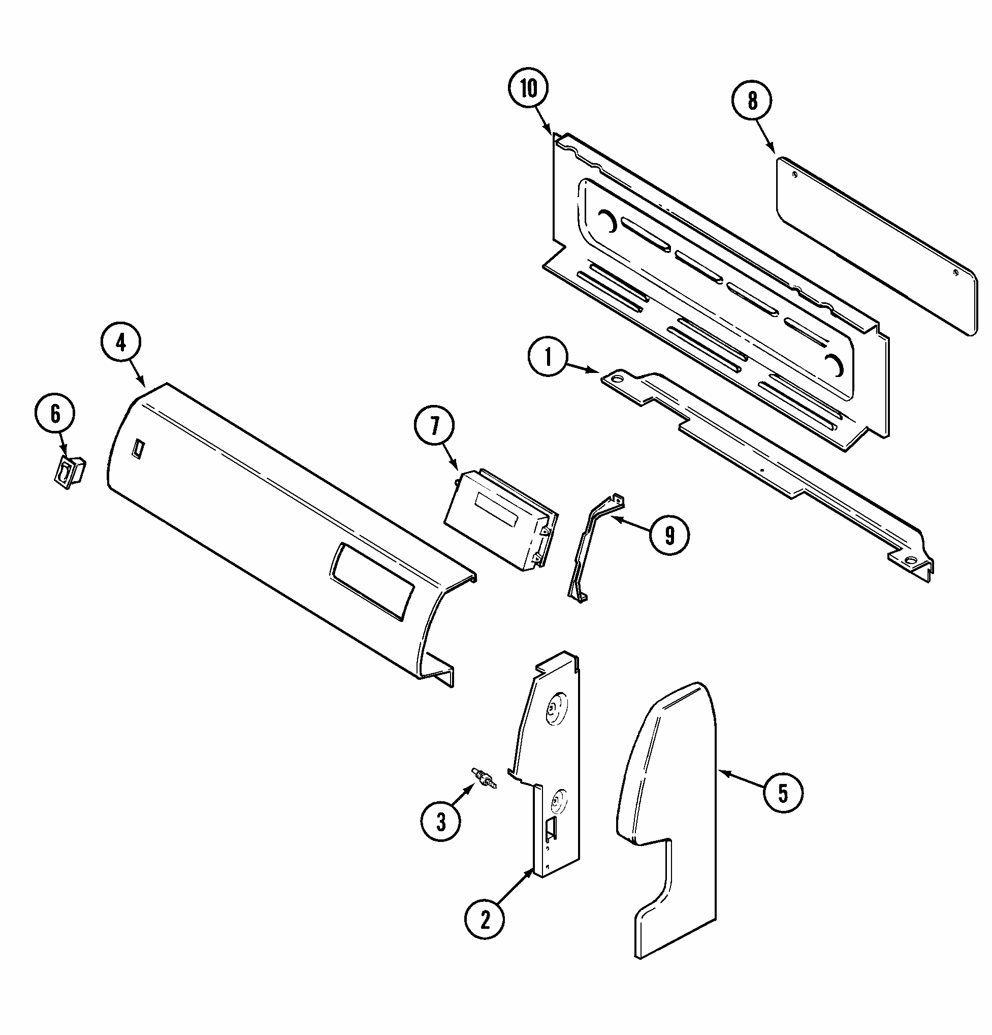 Control Panel Diagram and Parts List for GA31713WAM  Maytag Range