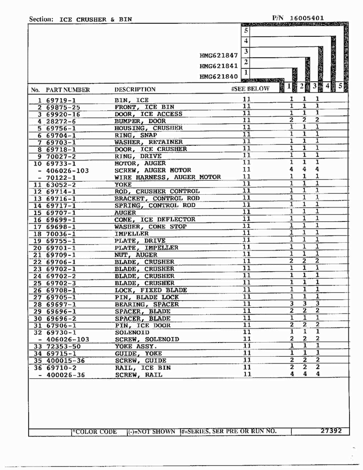 Ice Crusher And Bin Page 2 Diagram and Parts List for 621841  Admiral Refrigerator
