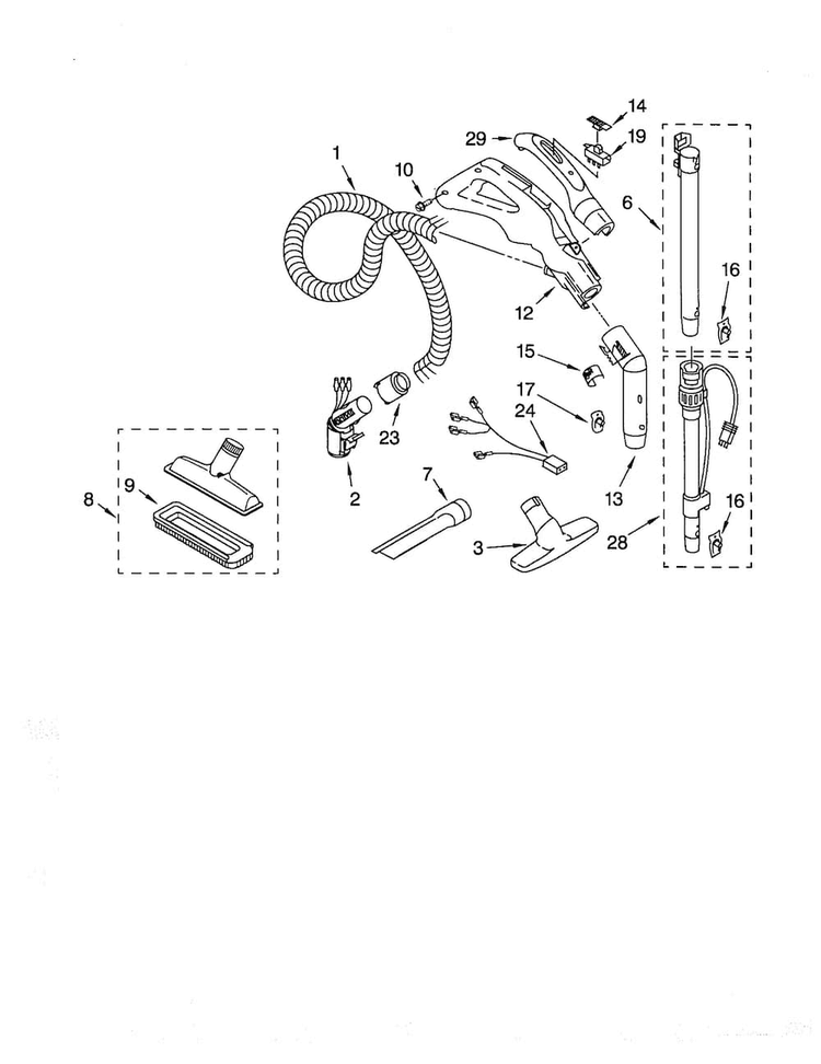 Hose And Attachments Diagram and Parts List for 11620512000  Kenmore Canister Vacuum