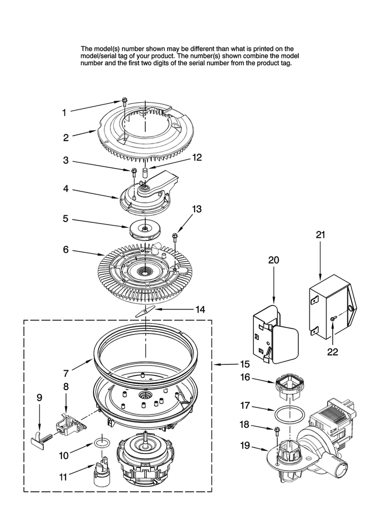 Pump And Motor Parts Diagram and Parts List for JDB1080AWW1  Jenn-Air Dishwasher