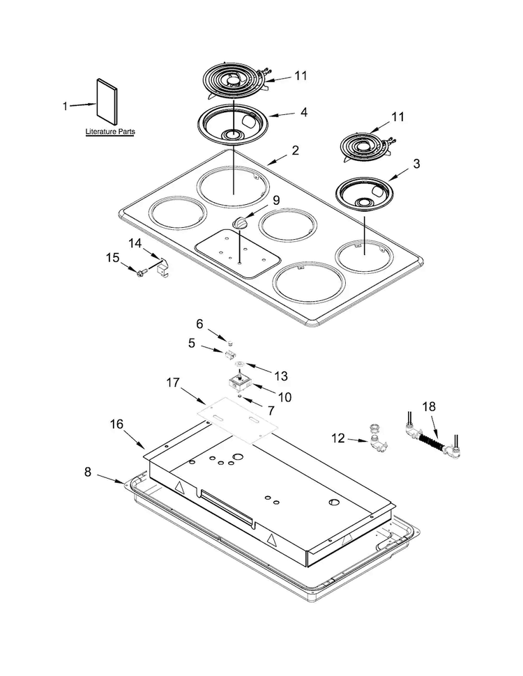 Cooktop Parts Diagram and Parts List for ACC6356KFB00  Amana Cooktop