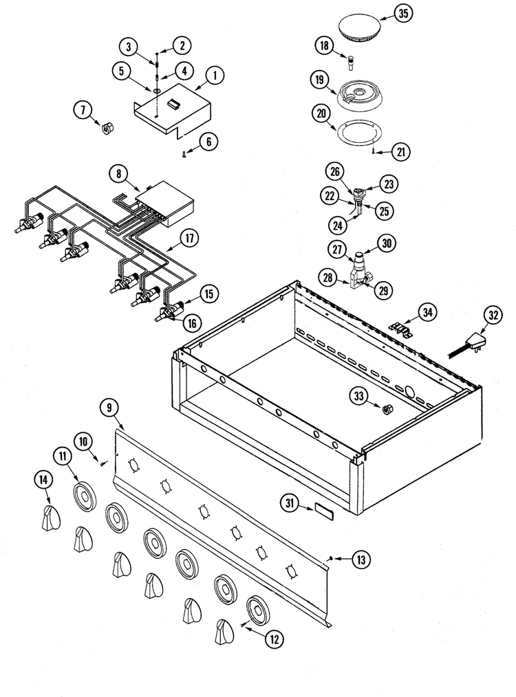 Control Panel/gas Control Diagram and Parts List for DSCT366  Dynasty Cooktop