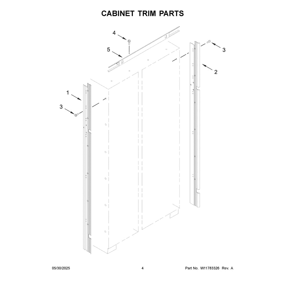 Cabinet Trim Parts Diagram and Parts List for JBSFS42NMX25  Jenn-Air Refrigerator