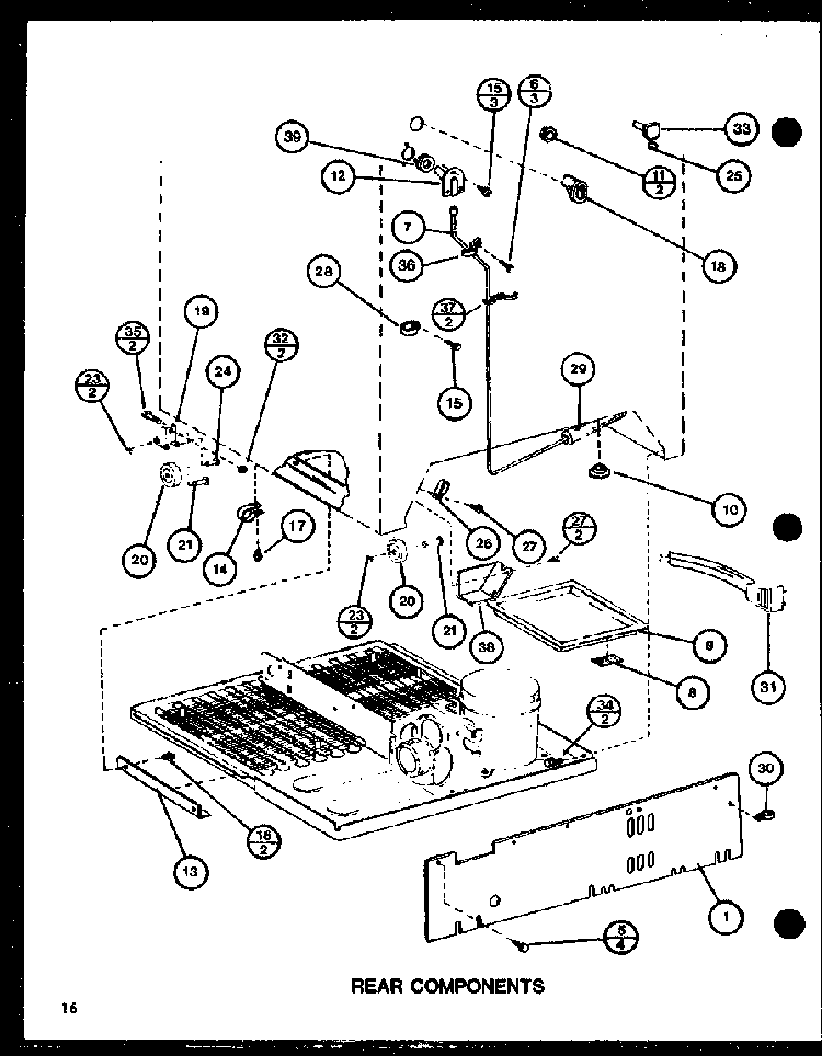 Rear Components Diagram and Parts List for TL18H-P77110-20W  Amana Refrigerator