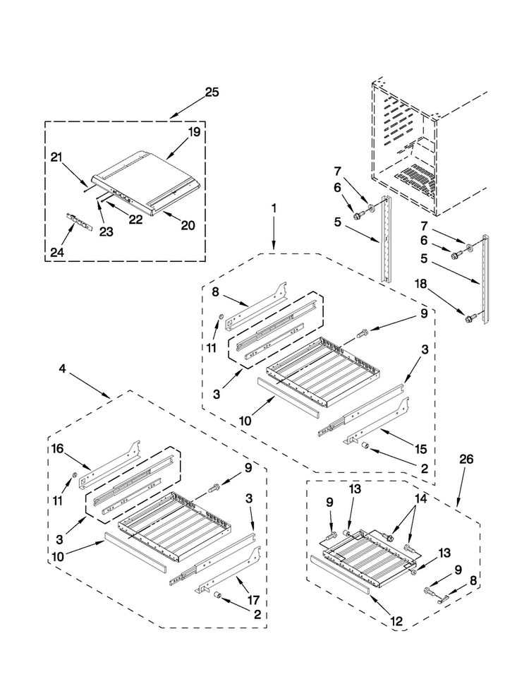 Shelf Parts Diagram and Parts List for JUW248LBCX23  Jenn-Air Wine and Beverage Cooler