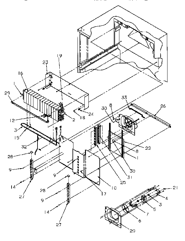 Evaporator Area Diagram and Parts List for TR22S4L-P1196202WL  Amana Refrigerator