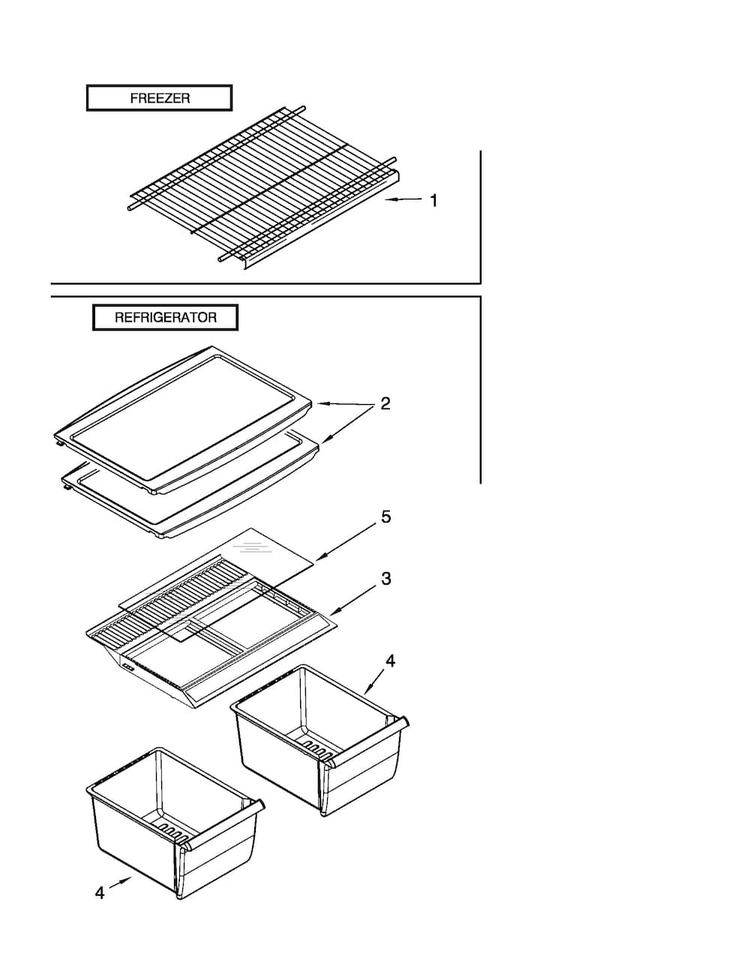 Shelf Parts Diagram and Parts List for A8TXEGFYW01  Amana Refrigerator