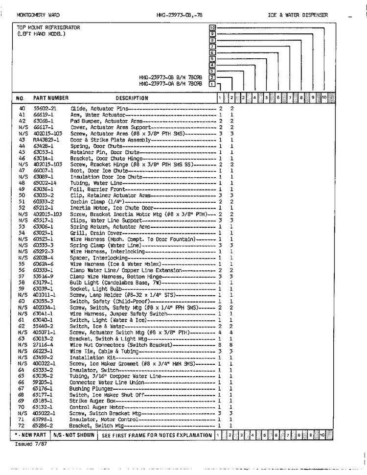 Ice And Water Dispenser Page 3 Diagram and Parts List for 23973A  Admiral Refrigerator