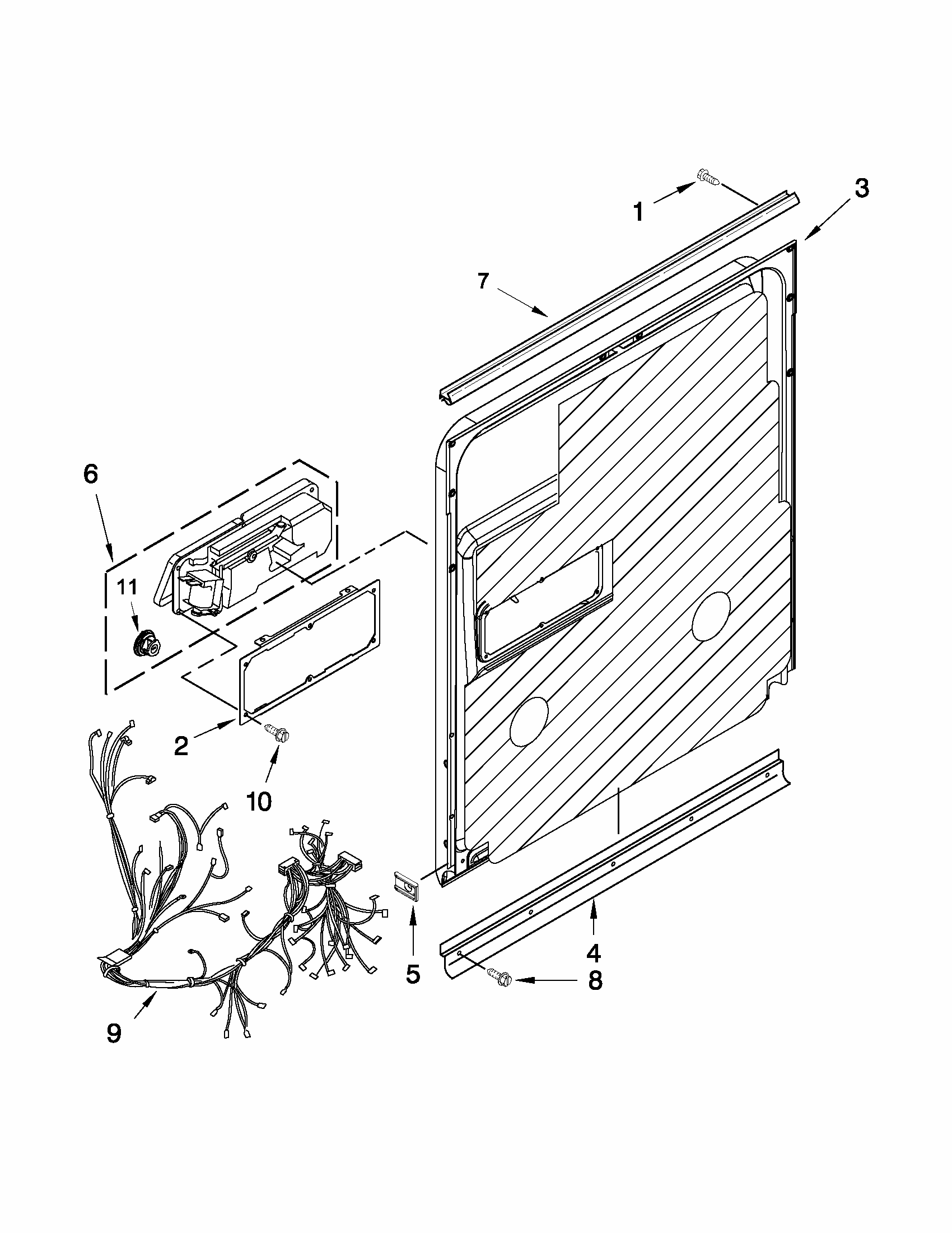 Inner Door Parts Diagram and Parts List for MDB8959SBB2  Maytag Dishwasher