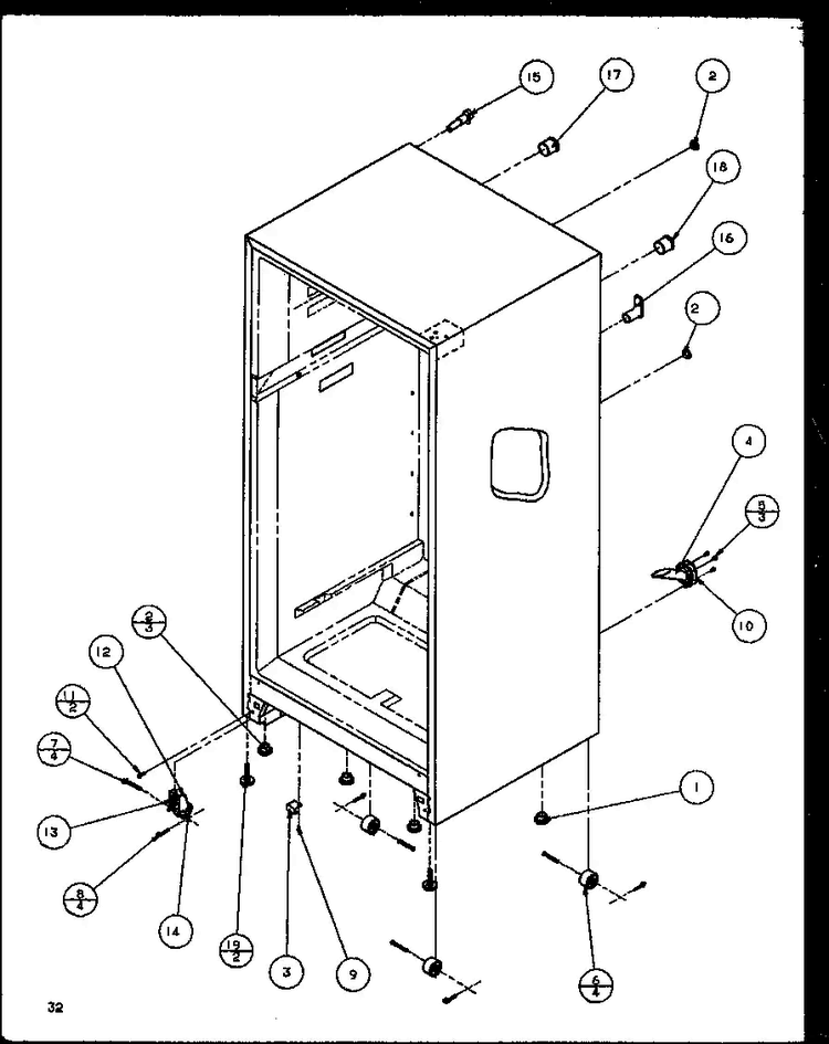 Cabinet Bottom And Back Diagram and Parts List for TZ21Q2W-P1111713WW  Amana Refrigerator