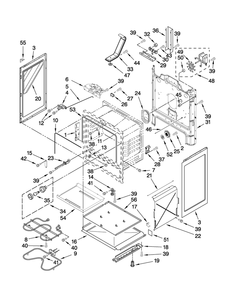 Chassis Parts Diagram and Parts List for MER7765WS0  Maytag Range