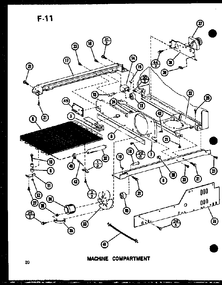 Machine Compartment Diagram and Parts List for SLDI25F-A-P76421-1WA  Amana Refrigerator